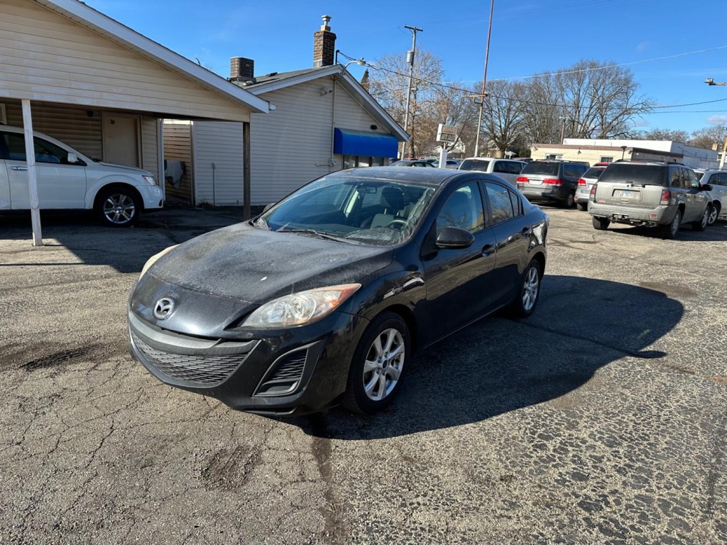 2010 BLACK MAZDA 3 I (JM1BL1SFXA1) with an 2.0L engine, Automatic transmission, located at 1708 Broadway, Rockford, IL, 61104, (815) 397-5010, 42.252522, -89.069359- Photo#0