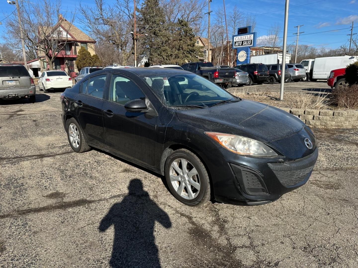 2010 BLACK MAZDA 3 I (JM1BL1SFXA1) with an 2.0L engine, Automatic transmission, located at 1708 Broadway, Rockford, IL, 61104, (815) 397-5010, 42.252522, -89.069359- Photo#1