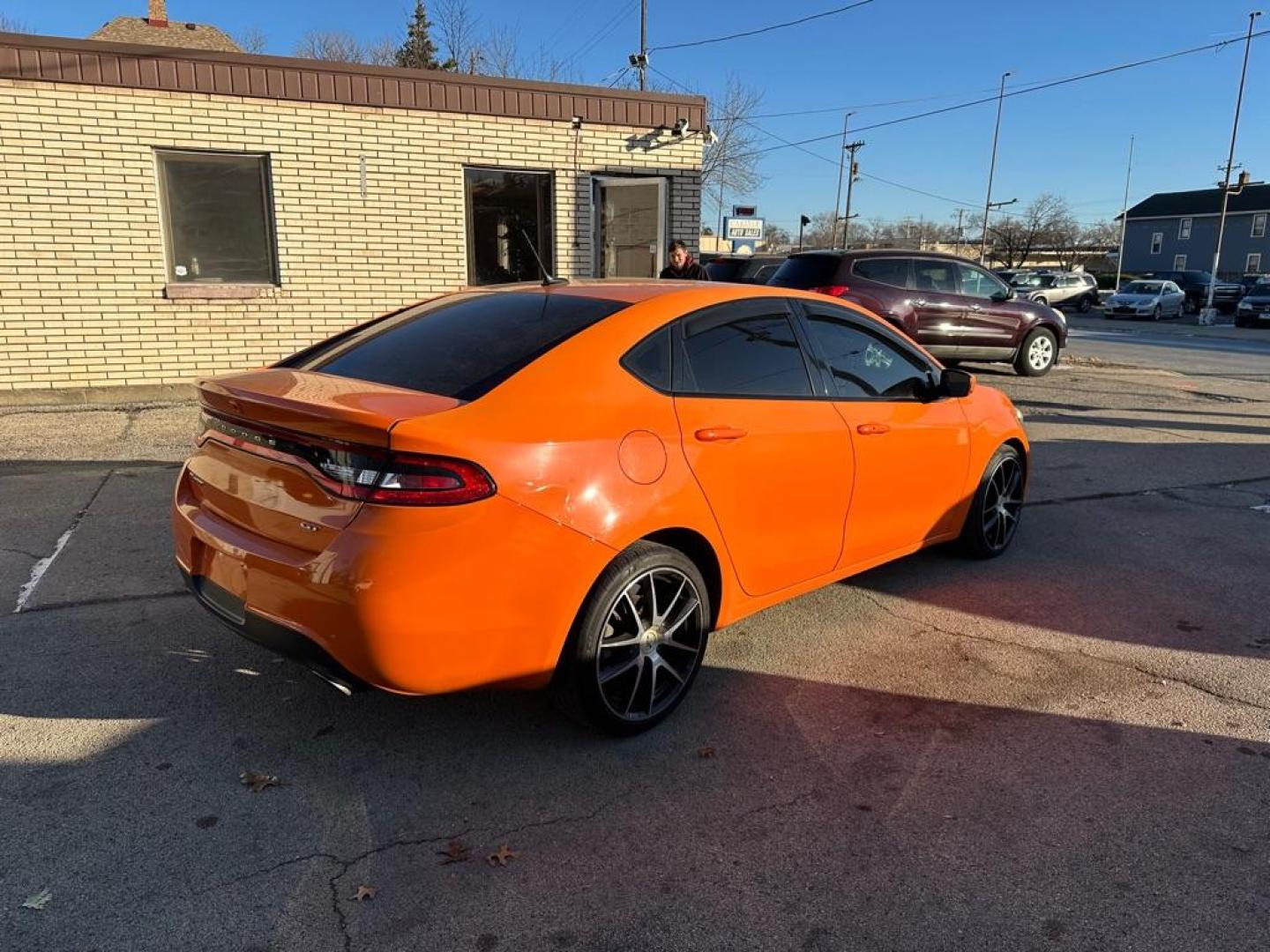2014 ORANGE DODGE DART GT (1C3CDFEB4ED) with an 2.4L engine, Automatic transmission, located at 1708 Broadway, Rockford, IL, 61104, (815) 397-5010, 42.252522, -89.069359 - Photo#4