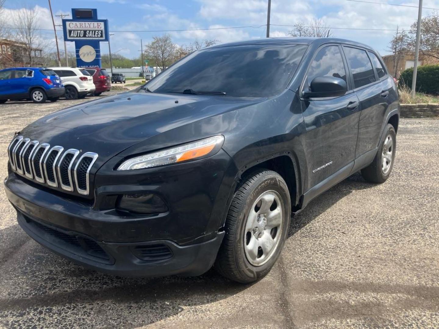 2014 BLACK JEEP CHEROKEE SPORT (1C4PJLAB8EW) with an 2.4L engine, Automatic transmission, located at 1708 Broadway, Rockford, IL, 61104, (815) 397-5010, 42.252522, -89.069359- Photo#0