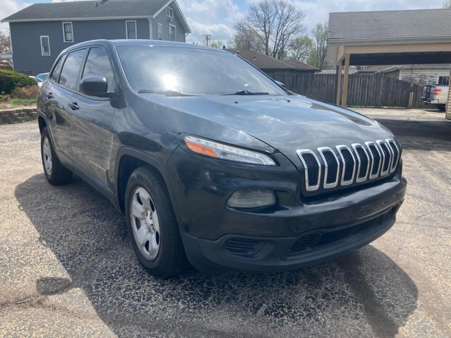 2014 BLACK JEEP CHEROKEE SPORT (1C4PJLAB8EW) with an 2.4L engine, Automatic transmission, located at 1708 Broadway, Rockford, IL, 61104, (815) 397-5010, 42.252522, -89.069359- Photo#1